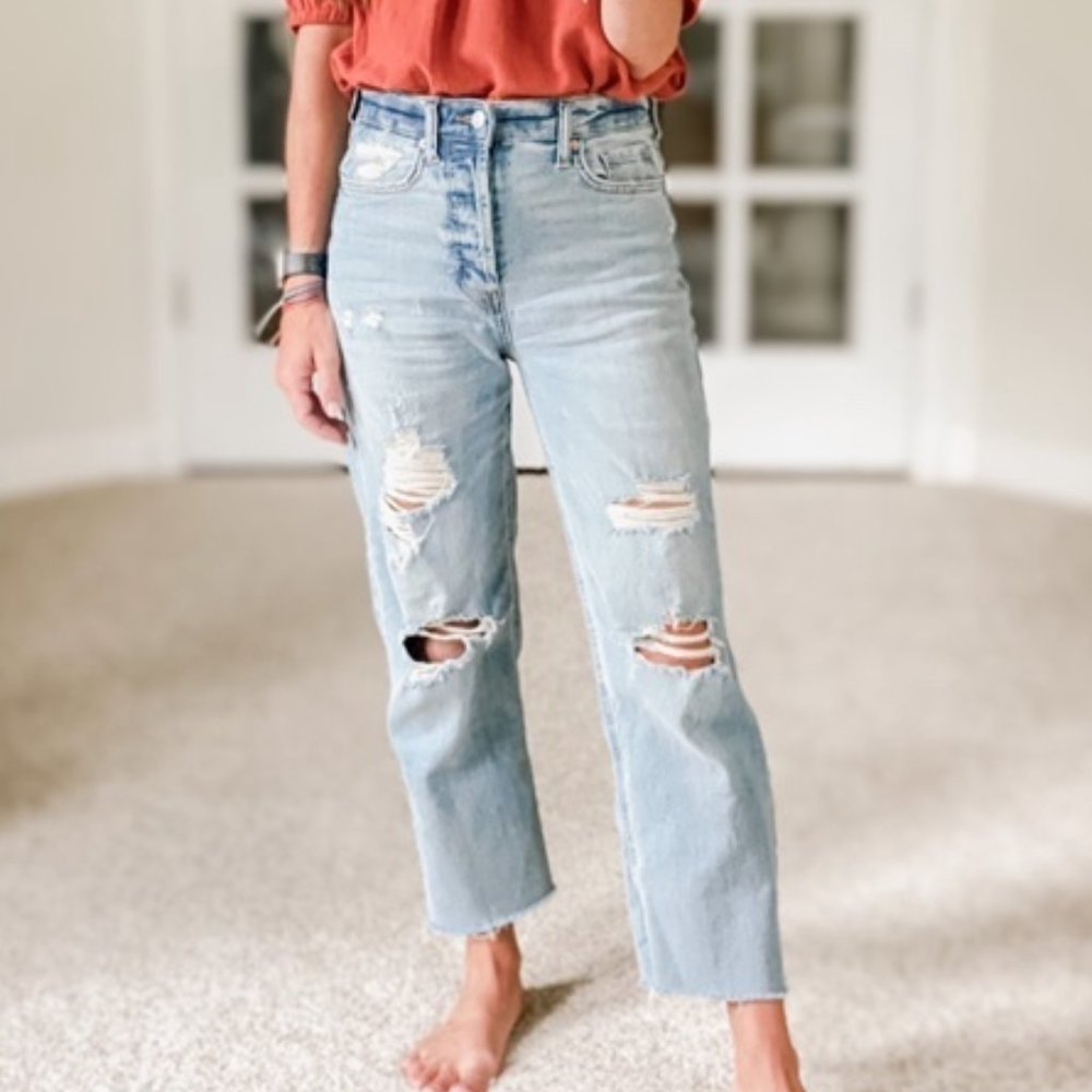 Wild Fable Distressed High Rise Baggy Jeans